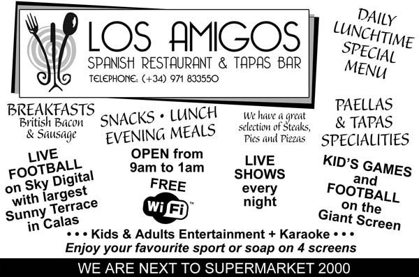 Los Amigos Spanish Restaurant and Tapas Bar, calas de mallorca, majorca